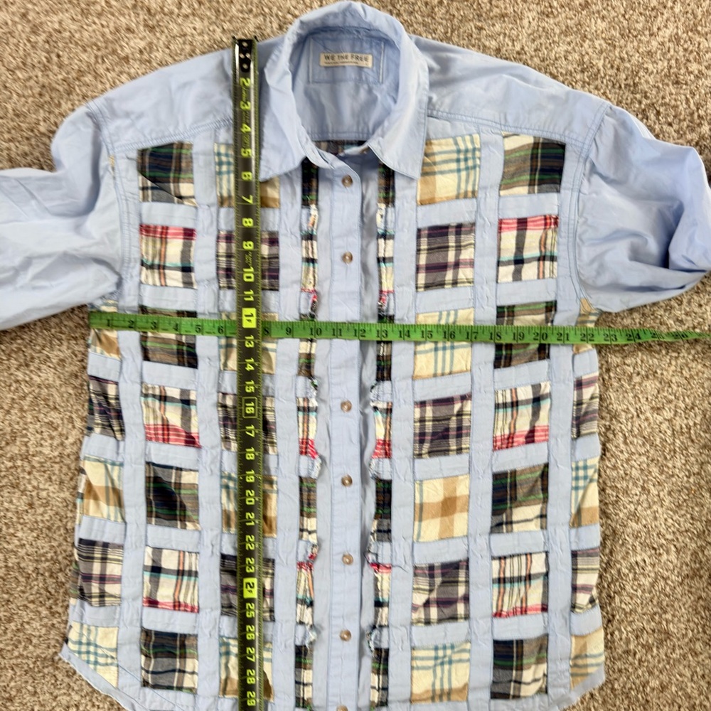 The Free People Mad For Madras Shirt is a button-down Patchwork Size Large - Picture 7 of 10